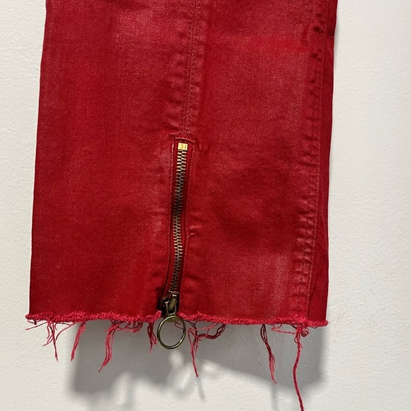 Zara Trafaluc Red Coated Denim Jeans with Zipper - 6 - Picture 5 of 11